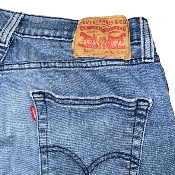 Levis 514 Mens Jeans 32x32 Blue Straight Fit Stretch Denim Zip Fly 5 Pocket - Picture 1 of 14